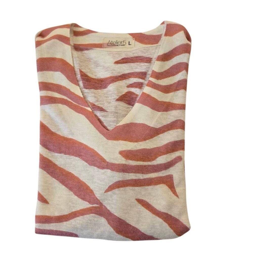 Atelier5 By Community of Artists Womens Zebra Print Long Sleeve Top Pink Large - Picture 9 of 10